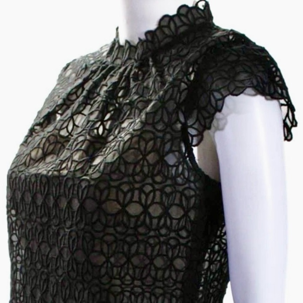 Milly of NY Vintage Silk Lace Mini Shift Dress in Black Size 2 - Picture 8 of 14